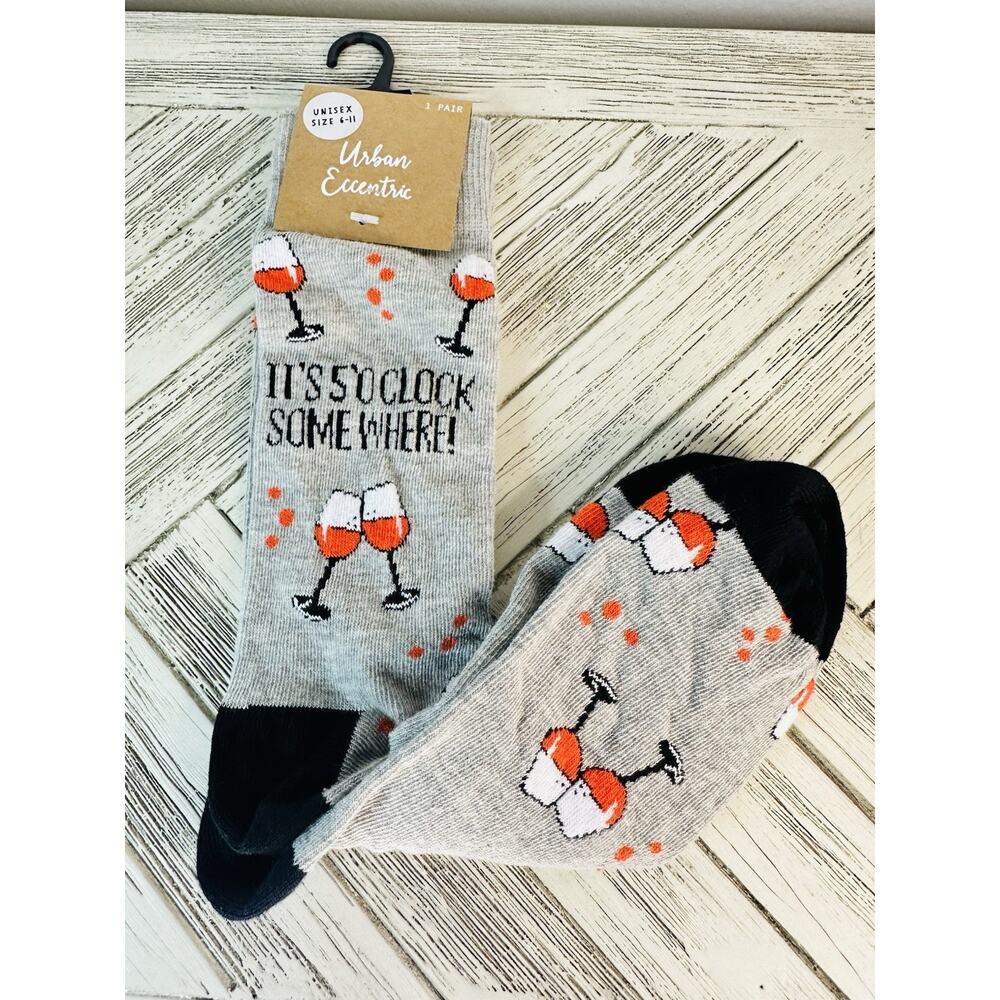 New Urban Eccentric It’s 5 ‘O Clock Some Where Novelty Wine Socks Unisex